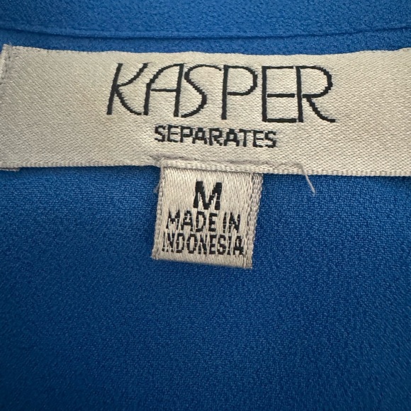 Kasper Royal Blue Ruffle Front Blouse US M - Picture 3 of 7